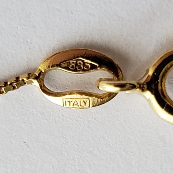 **SOLD**Vintage 14k Gold Diamond Cut Barrel Beaded Station Chain Necklace 32" - Picture 6 of 7